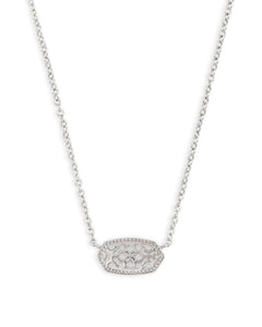 Elisa Pendant Necklace in Silver Filigree Metal