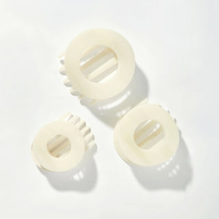 Flat Circle Hair Clip -  Coconut White