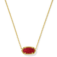 Elisa Gold Short Pendant Necklace in Bright Red Drusy