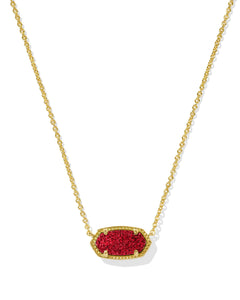 Elisa Gold Short Pendant Necklace in Bright Red Drusy