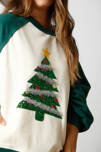 Sequin Christmas Tree  Embroidered Sweatshirt