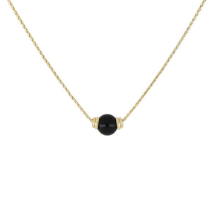 n5452-g503 Perola Collection Single Black Onyx Gold Necklace