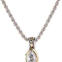 K5020-AF05 - Beijos Collection - CZ Pear Bezel Pendant Necklace Clear