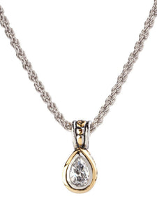 K5020-AF05 - Beijos Collection - CZ Pear Bezel Pendant Necklace Clear