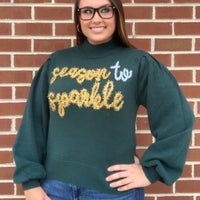 Season to Sparkle Puff Long Sleeve Sweater