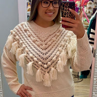 Cream Fringe Sweater