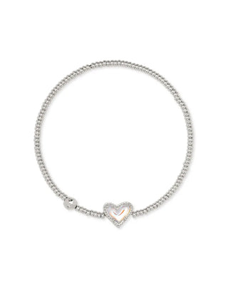 Ari Heart Silver Stretch Bracelet in Dichroic Glass