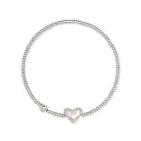 Ari Heart Silver Stretch Bracelet in Dichroic Glass