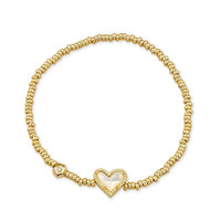 Ari Heart Gold Stretch Bracelet in Ivory Mother of Pearl