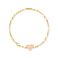 Ari Heart Gold Stretch Bracelet in Rose Quartz