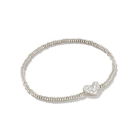 Ari Silver Pave Heart Stretch Bracelet in White Crystal