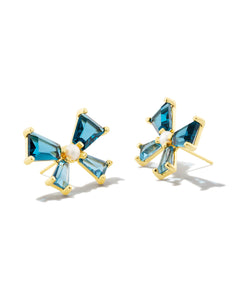 Blair Bow Gold Stud Earring in Teal Mix