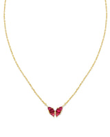 Blair Gold Butterfly Small Short Pendant Necklace in Cranberry Mix
