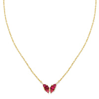 Blair Gold Butterfly Small Short Pendant Necklace in Cranberry Mix