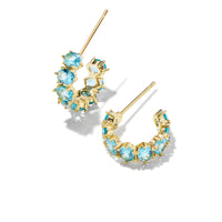 Cailin Gold Crystal Huggie Earrings in Aqua Crystal