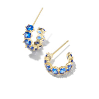 Cailin Gold Crystal Huggie Earrings in Blue Crystal