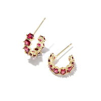 Cailin Gold Crystal Huggie Earrings in Burgundy Crystal