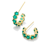 Cailin Gold Crystal Huggie Earrings in Green Crystal