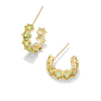 Cailin Gold Crystal Huggie Earrings in Green Peridot Crystal