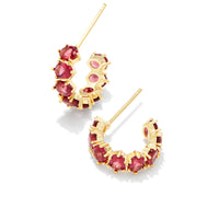 Cailin Gold Crystal Huggie Earrings in Red Crystal