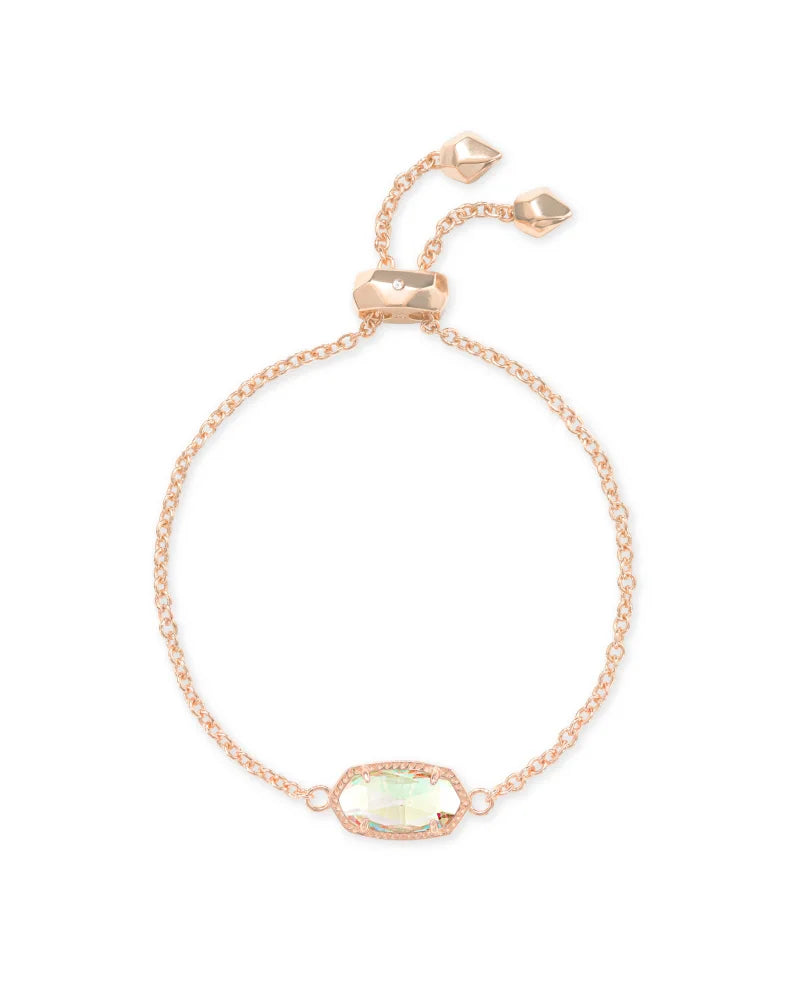 Elaina Rose Gold Adjustable Chain Bracelet in Dichroic Glass