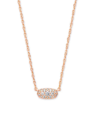 Grayson Rose Gold Pendant Necklace in White Crystal