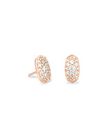 Grayson Rose Gold Stud Earrings in White Crystal
