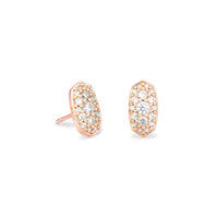 Grayson Rose Gold Stud Earrings in White Crystal