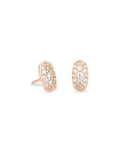 Grayson Rose Gold Stud Earrings in White Crystal