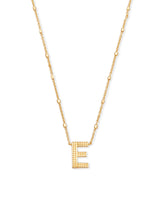 Letter E Pendant Necklace in Gold
