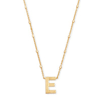 Letter E Pendant Necklace in Gold