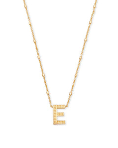 Letter E Pendant Necklace in Gold