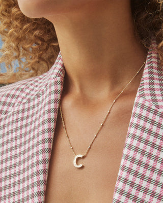 Letter C Pendant Necklace in Gold