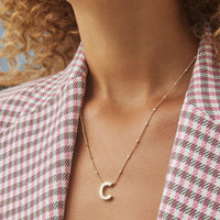 Letter C Pendant Necklace in Gold