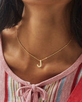 Letter J Pendant Necklace in Gold
