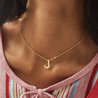 Letter J Pendant Necklace in Gold