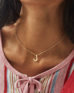 Letter J Pendant Necklace in Gold