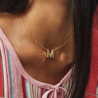 9608800289 Letter M Pendant Necklace in Gold