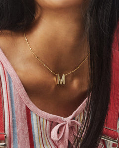 9608800289 Letter M Pendant Necklace in Gold