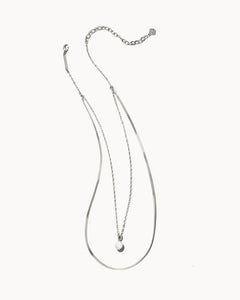 Lindsay Silver Multi Strand Necklace in White Pearl