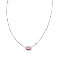 Mini Elisa Silver Satellite Short Pendant Necklace in Fuschia Magnesite