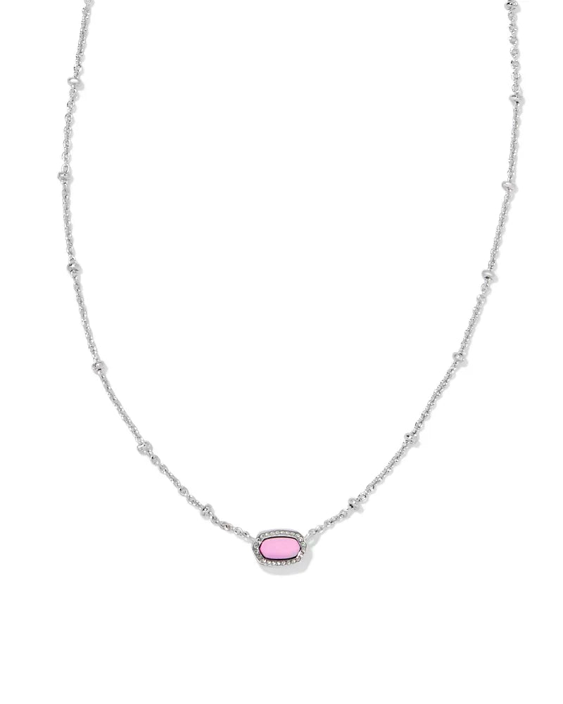 Mini Elisa Silver Satellite Short Pendant Necklace in Fuschia Magnesite