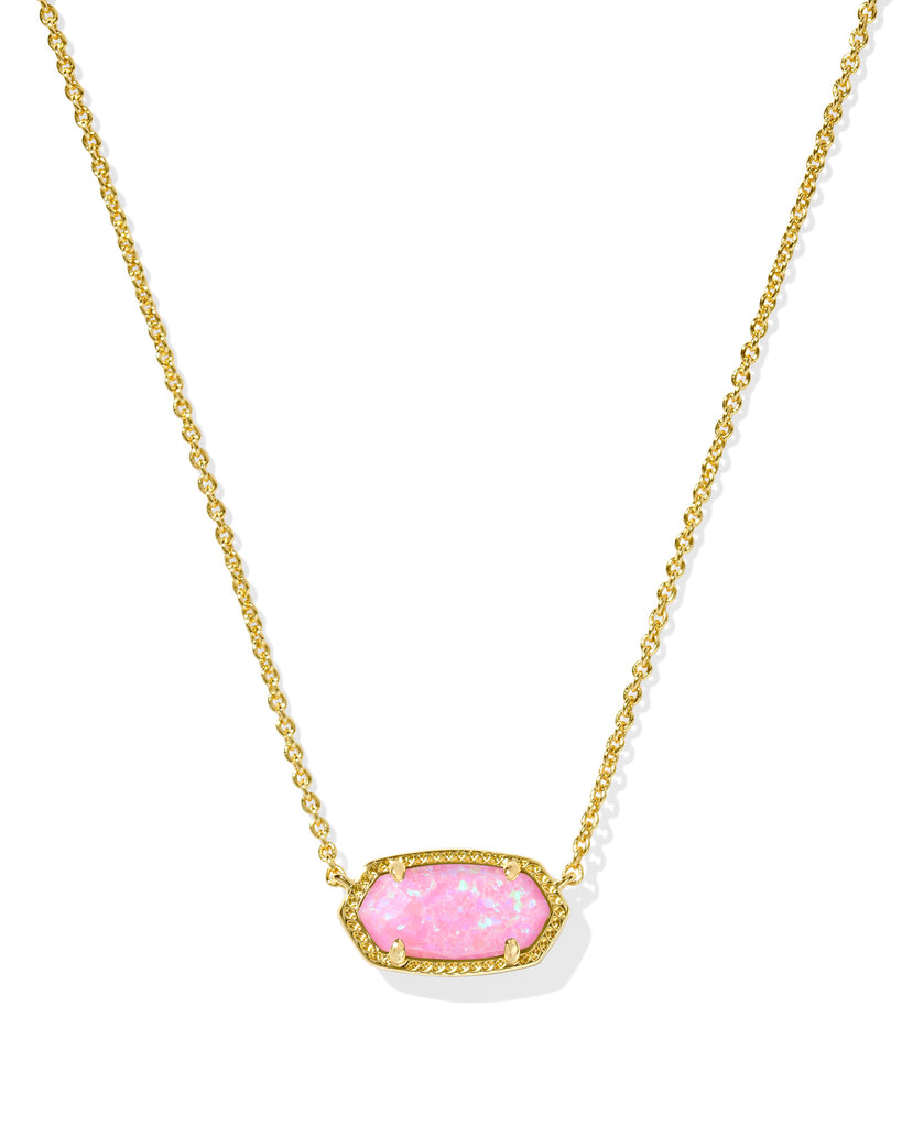 Elisa Gold Short Pendant Necklace in Carnation Kyocera Opal