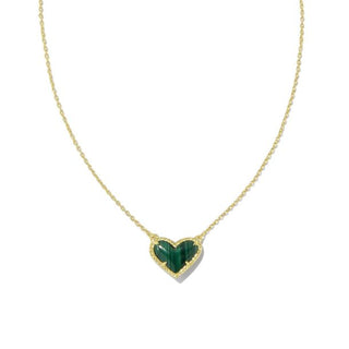 ARI HEART PENDANT NECKLACE GOLD GREEN MALACHITE