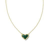 ARI HEART PENDANT NECKLACE GOLD GREEN MALACHITE