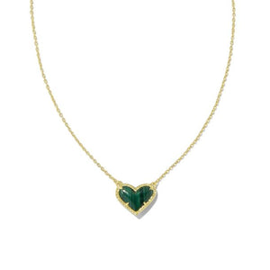 ARI HEART PENDANT NECKLACE GOLD GREEN MALACHITE