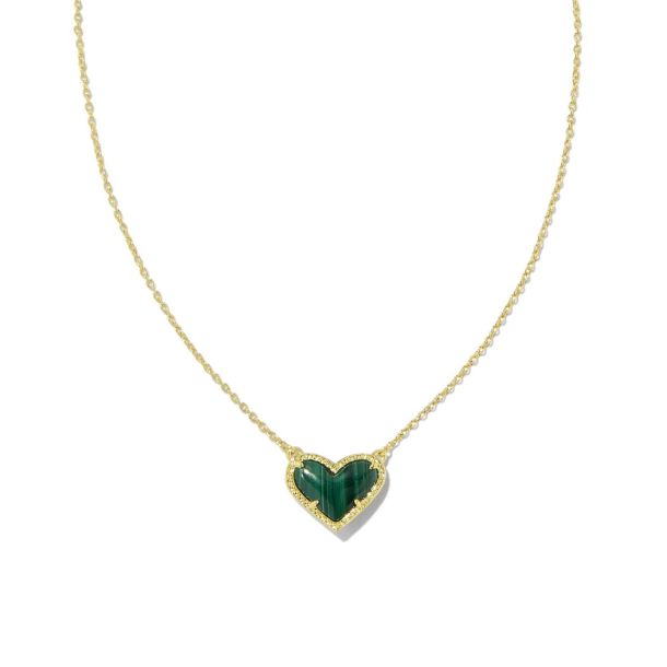 ARI HEART PENDANT NECKLACE GOLD GREEN MALACHITE