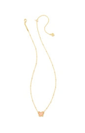 Lillia SM Short Pendant Necklace Gold Light Pink Drusy