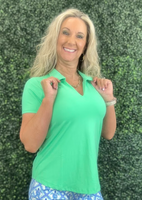 Elevate your wardrobe with the Lulu B Short Sleeve V-Neck Top with Collar, featuring butter-soft, wrinkle-free fabric that offers both luxury and practicality. This top is designed with UPF 50+ sun protection, making it a must-have for sunny days and travel. The added collar gives it a polished, sophisticated look, while the lightweight, breathable fabric ensures all-day comfort. Ideal for both casual outings and more dressed-up moments, this top packs neatly without wrinkles, so you can always look put tog
