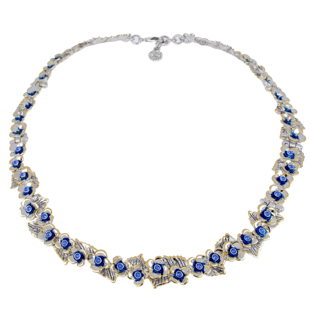 N5640-A220 Hydrangea Small Collar Two Tone Necklace